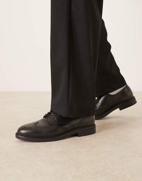 Polo Rlaph Lauren Asher smart leather wingtip shoes in black - view 1