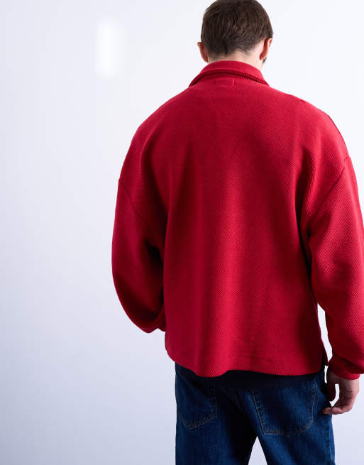 Polo rojo de estilo deportivo de tejido grueso premium de Topman, 5 de 5