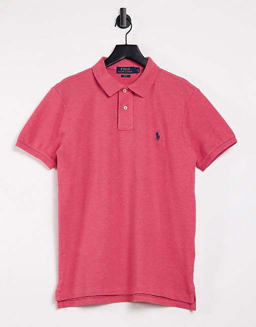 Polo rojo jaspeado de corte slim con logo de jugador de Polo Ralph Lauren
