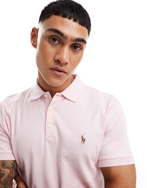 Polo rosa de corte custom con logo de algodón pima Icon de Polo Ralph Lauren