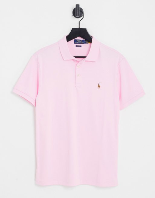 Polo rosa de corte slim con logo multicolor caballo de algodón pima de Polo Ralph | ASOS