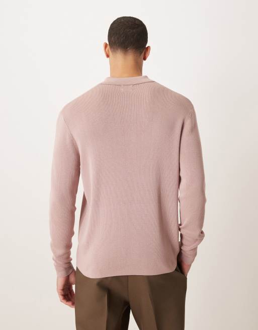 Polo rosa empolvado holgado de punto de ASOS DESIGN, 3 de 5