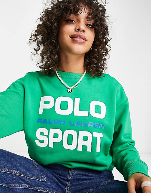 Beheren Lionel Green Street Syndicaat Polo Sport Ralph Lauren – Langarm-Sweatshirt in Grün mit Logo | ASOS