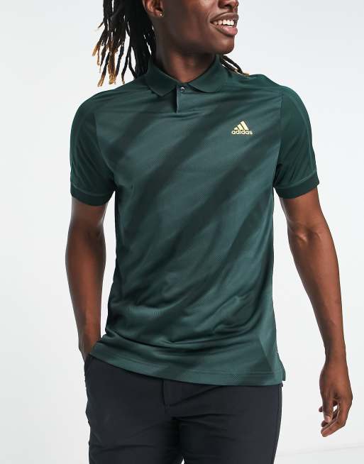 Escuela de posgrado orden Egoísmo Polo verde a rayas diagonales de adidas Golf | ASOS