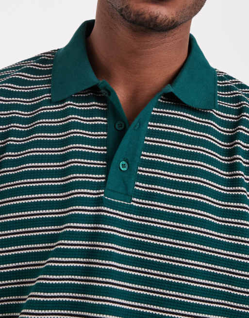 Polo verde a rayas texturizadas holgado de tejido grueso de ASOS DESIGN, 4 de 5