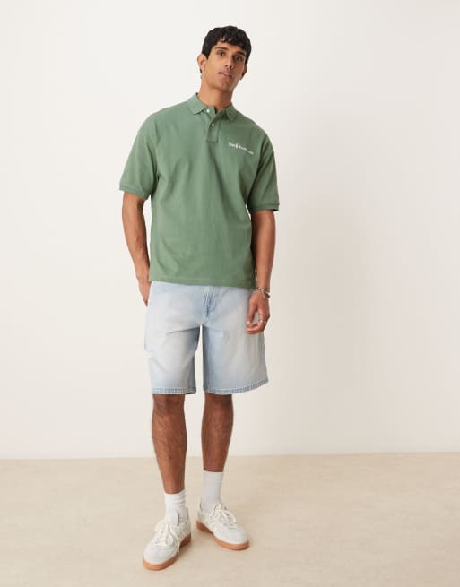 Polo verde claro holgado con logo de texto e icono de punto liso de Polo Ralph Lauren, 2 de 4