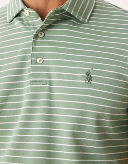 Polo verde claro y blanco a rayas con logo de algodón pima Icon de Polo Ralph Lauren, 3 de 4