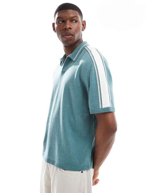 Polo verde de estilo preppy con solapas en contraste de punto de Hollister