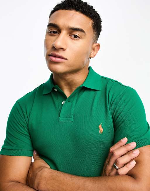 Polo verde medio de corte slim con logo de piqu de Polo Ralph