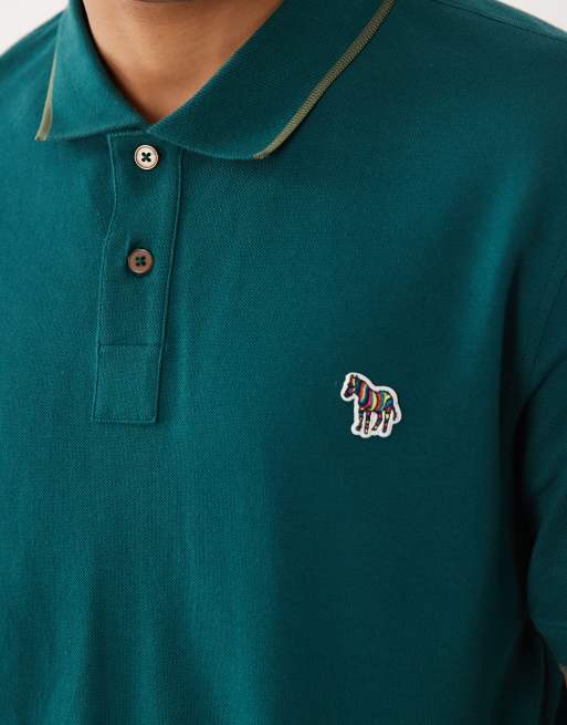 Polo verde oscuro de corte estándar con logo de cebra de PS Paul Smith, 2 de 5