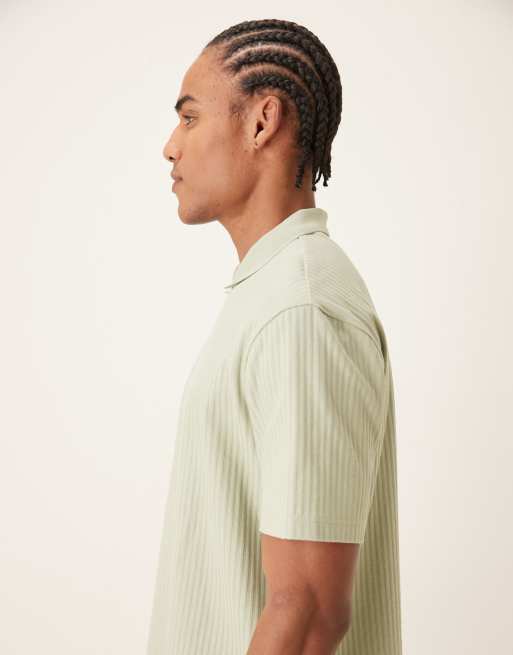 Polo verde pálido de manga corta con cremallera corta y logo Dobson de Farah, 4 de 5