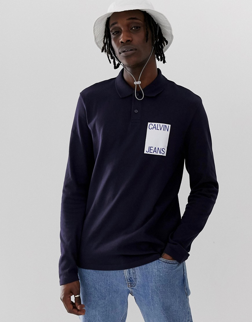 Poloskjorte med lange ærmer fra Calvin Klein Jeans-Marineblå