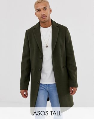 фото Полушерстяное пальто цвета хаки asos design tall-зеленый