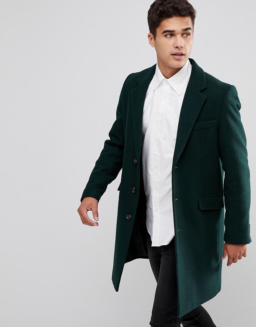 фото Полушерстяное зеленое пальто asos design-зеленый