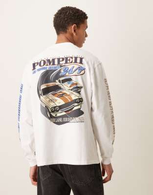 Pompeii UK Pompeii 100% cotton long sleeve t-shirt with logo back print in white
