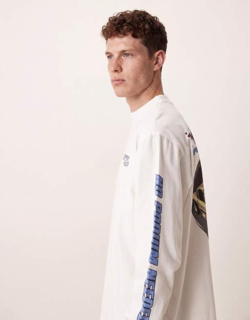Pompeii 100% cotton long sleeve t-shirt with logo back print in white, 5 of 5