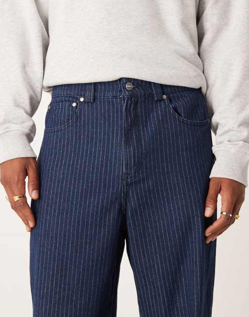 Pompeii 5 pocket stripe denim jeans in dark wash blue | ASOS