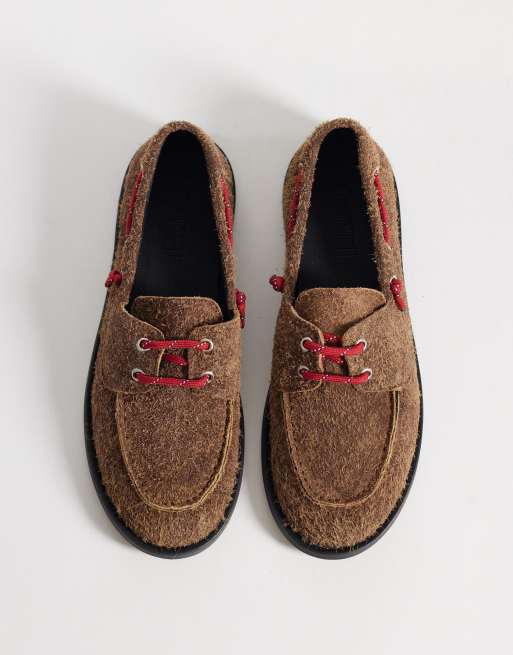 Pompeii ariete textured suede boat shoes in caramel, 2 of 4