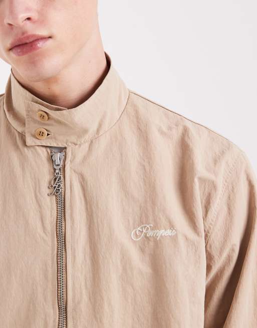 Pompeii - Beige teknisk Harrington-jakke med lynlås i 100% nylon, 3 af 5