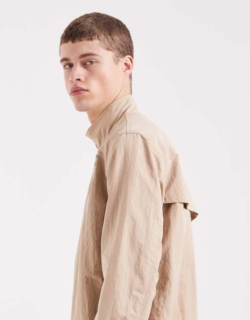 Pompeii - Beige teknisk Harrington-jakke med lynlås i 100% nylon, 4 af 5