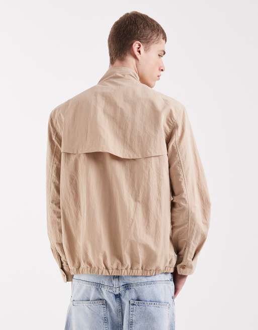 Pompeii - Beige teknisk Harrington-jakke med lynlås i 100% nylon, 5 af 5