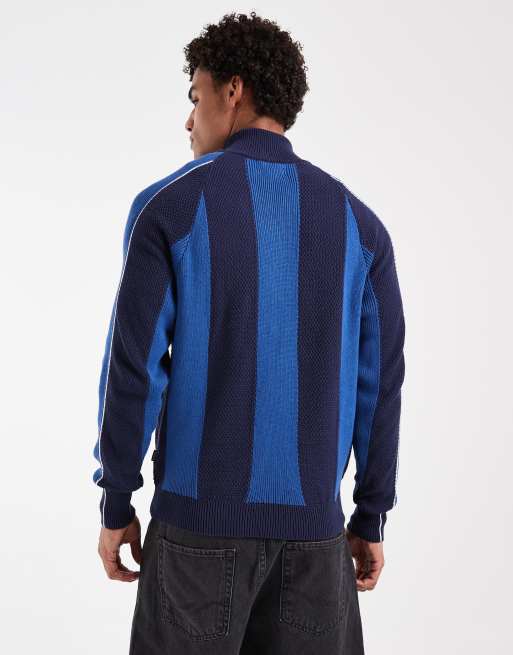 Pompeii - Chaqueta de chándal azul a rayas con cremallera de punto, 2 de 5