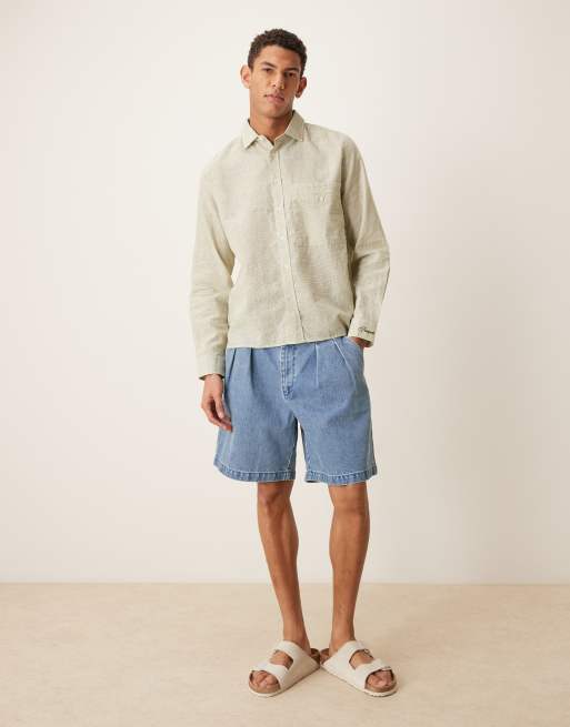 Pompeii - Chemise manches longues avec lin à petits carreaux - Kaki, 2 de 5