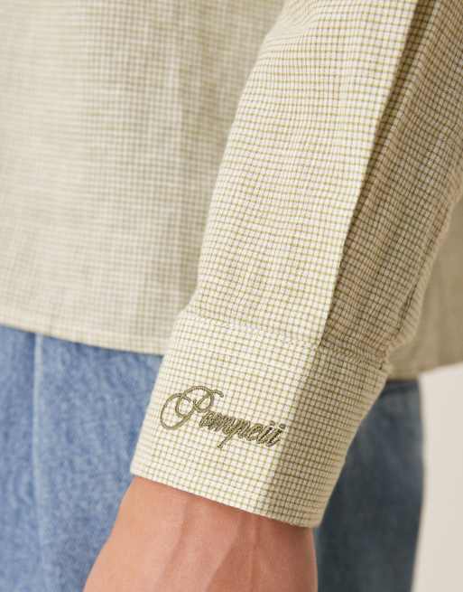 Pompeii - Chemise manches longues avec lin à petits carreaux - Kaki, 5 de 5