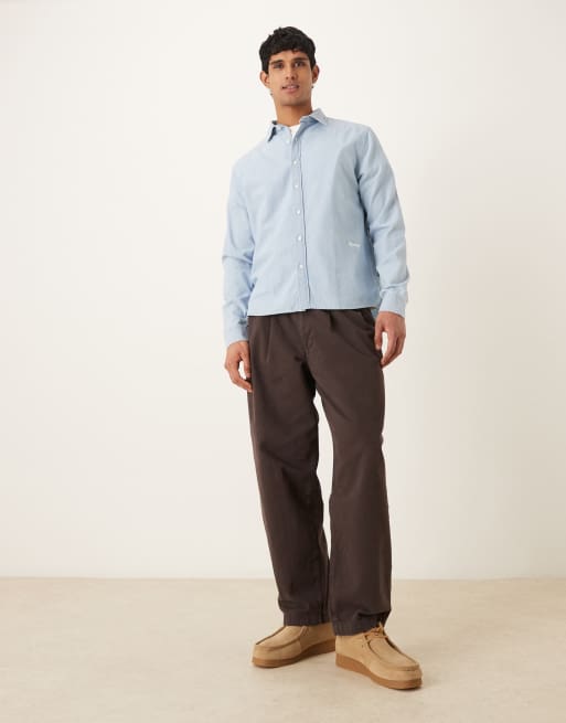 Pompeii cotton long sleeve logo oxford shirt in blue, 2 of 5