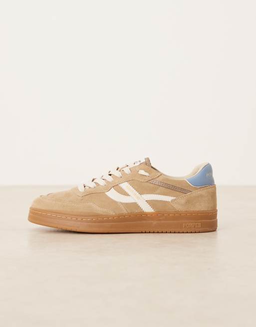 Pompeii - Elan Pippa - Beige og hvide sneakers med snørebånd i ruskind, 2 af 5
