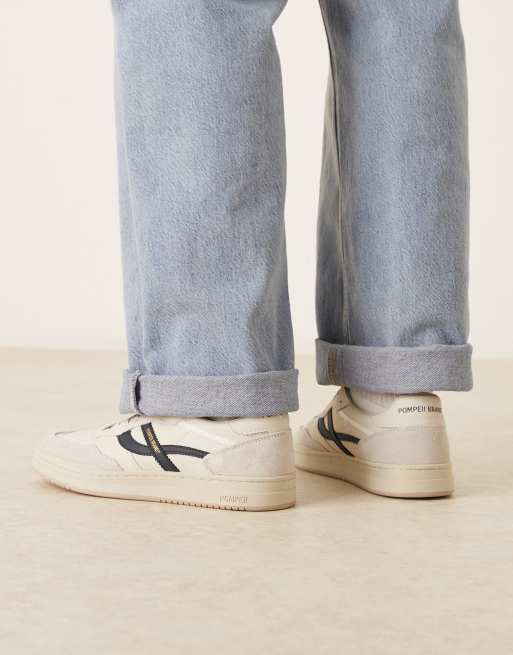 Pompeii Elan Pippa leather sneakers in off white and navy, 3 of 5