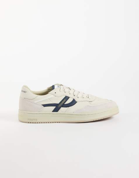 Pompeii Elan Pippa leather sneakers in off-white and navy - view 1
