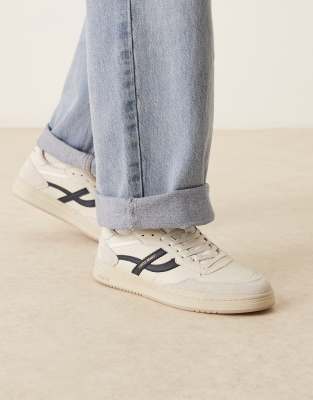 Pompeii elan pippa leather trainers in off white and navy