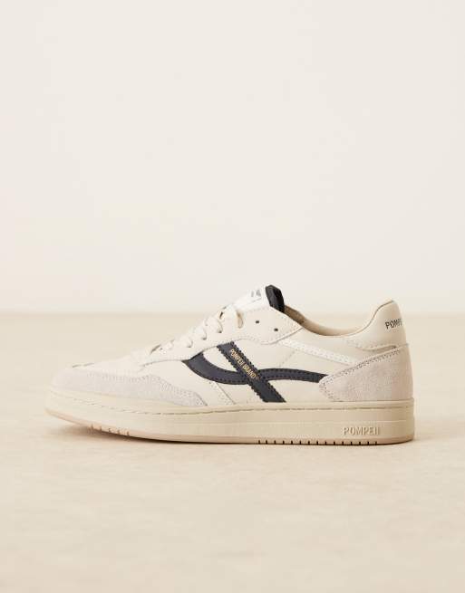 Pompeii elan pippa leather trainers in off white and navy, 2 of 5