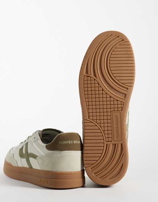 Pompeii - Elan Pippa - Råhvide og grønne sneakers med snørebånd i læder, 4 af 5