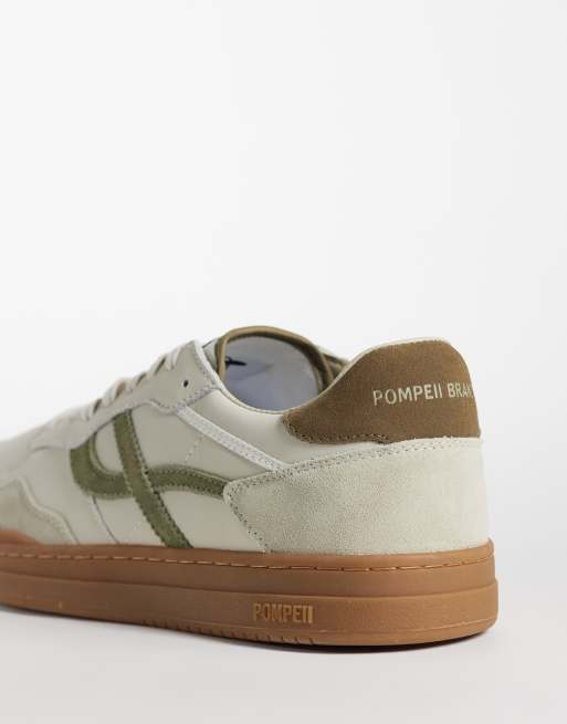 Pompeii – ELan Pippa – Schnür-Sneaker in Wollweiß und Grün aus Leder, 5 von 5