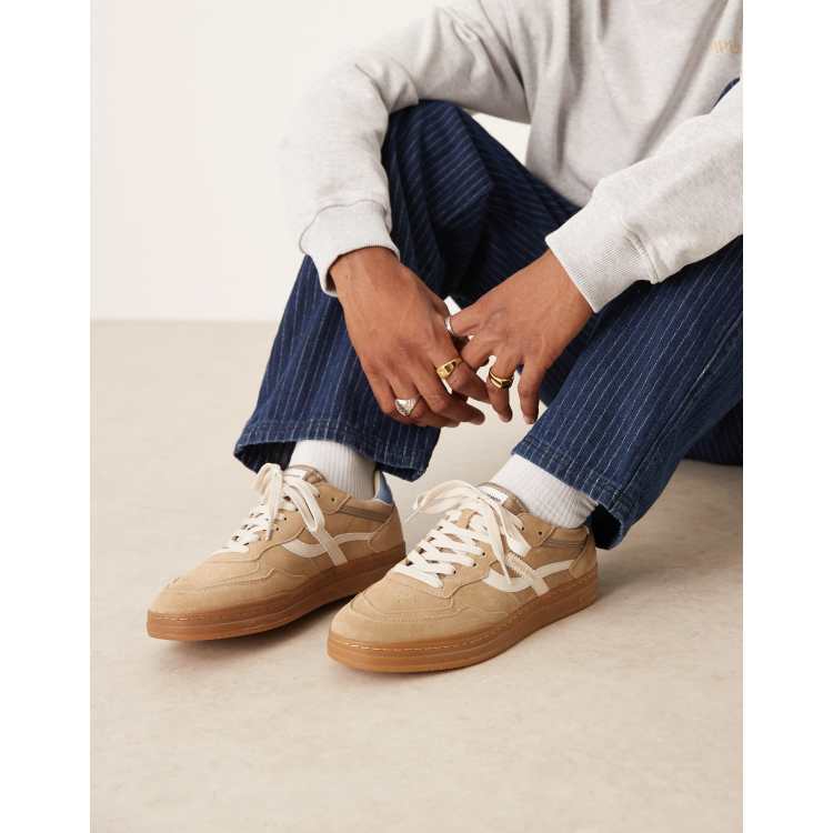 Pompeii Elan Pippa suede lace up sneakers in beige and white  display picture 1