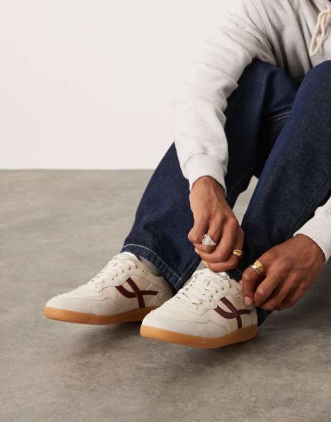 Pompeii Elan Sala leather lace up sneakers in white and red - view 1