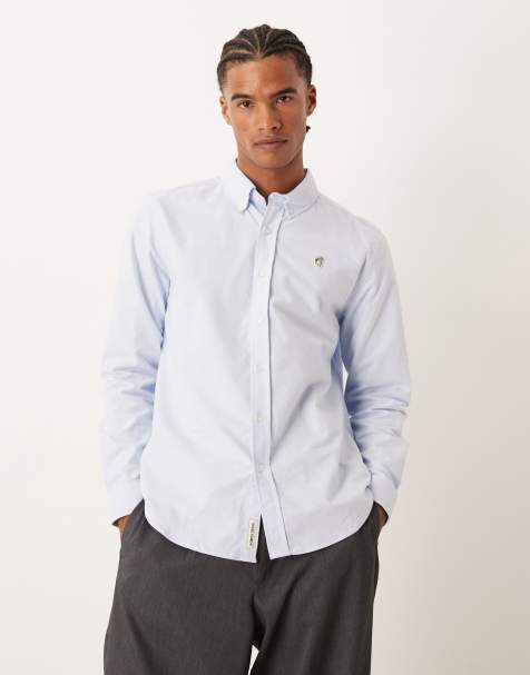 Pompeii - Emilio - Chemise Oxford manches longues à logo - Bleu - view 1