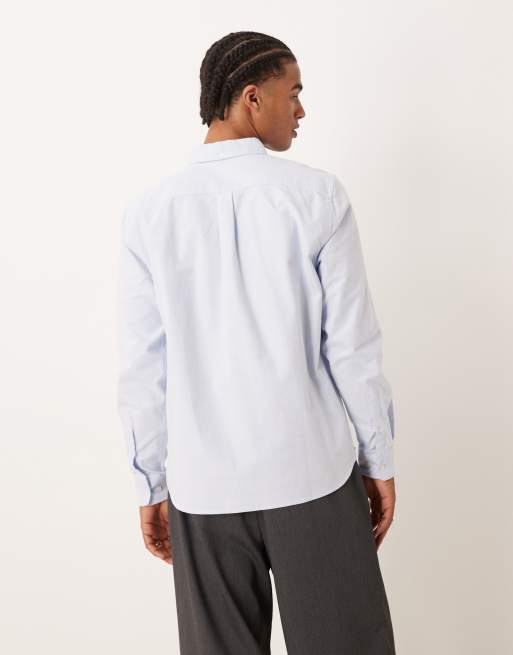 Pompeii Emilio long sleeve logo oxford shirt in blue, 3 of 5