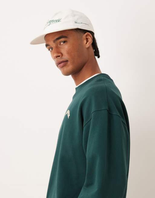 Pompeii Fountain graphic logo crew neck sweatshirt with back print in green, 4 of 5