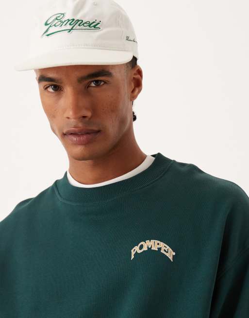Pompeii Fountain graphic logo crew neck sweatshirt with back print in green, 5 of 5
