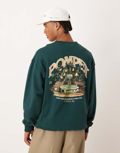 Pompeii - Fountain - Sweatshirt met grafische logoprint, ronde hals en print op de rug in groen - view 1