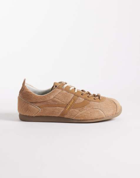 Pompeii Gemini faux-fur detail sneakers in caramel - view 1