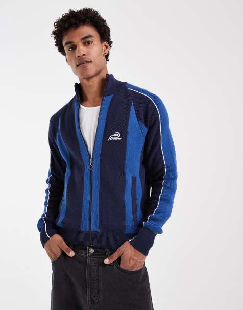 Pompeii – Gestrickte Trainingsjacke in Blau gestreift mit Reißverschluss - view 1