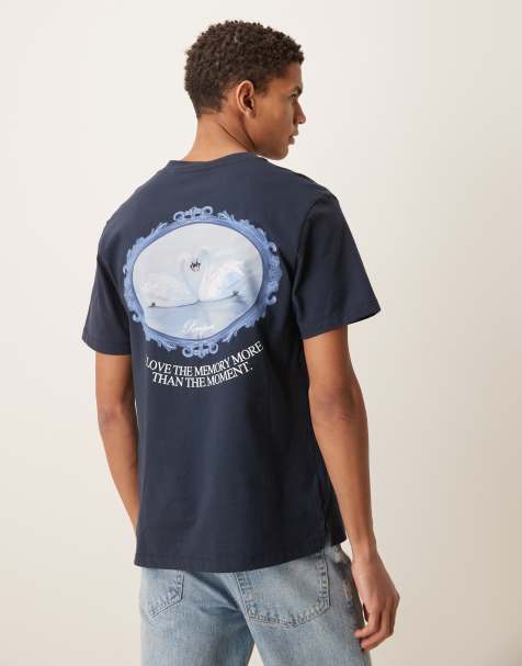 Pompeii graphic short sleeve tee with back print in navy - view 1