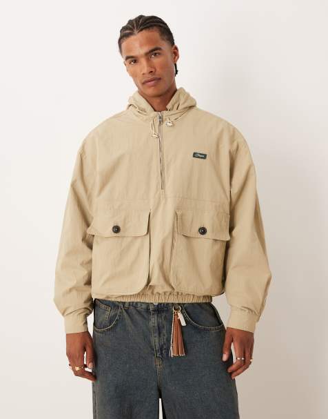 Pompeii hooded technical windbreaker jacket in cream - view 1