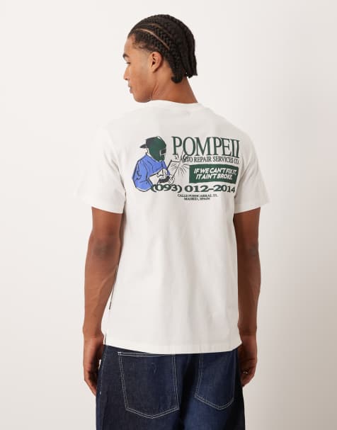 Pompeii - Hvid T-shirt med print på ryggen og grafisk logo i regular fit - view 1