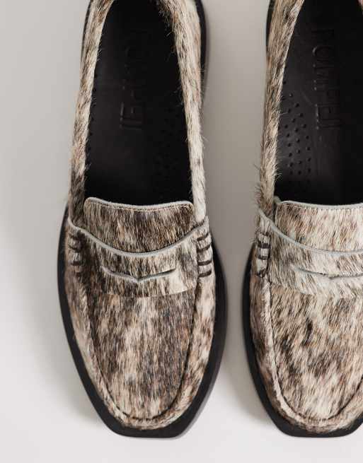 Pompeii - Loafers met harige textuur in naturel, 2 van 4