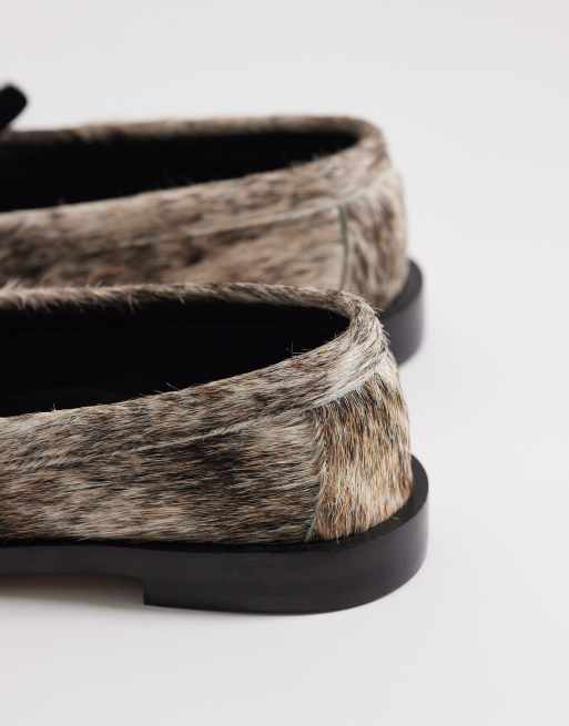 Pompeii - Loafers met harige textuur in naturel, 4 van 4